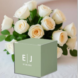 Caja Para Regalos Boda de Monograma Verde y Blanco Sabio