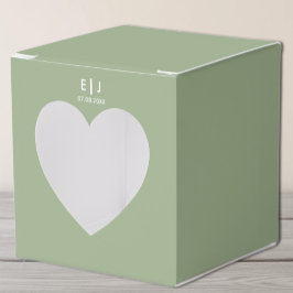 Caja Para Regalos Boda de Monograma Verde y Blanco Sabio