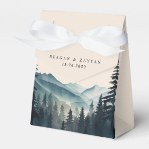 Caja Para Regalos Boda de Montaña de Pino en Acuarela