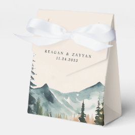 Caja Para Regalos Boda De Montañas Y Pinos De Acuarela