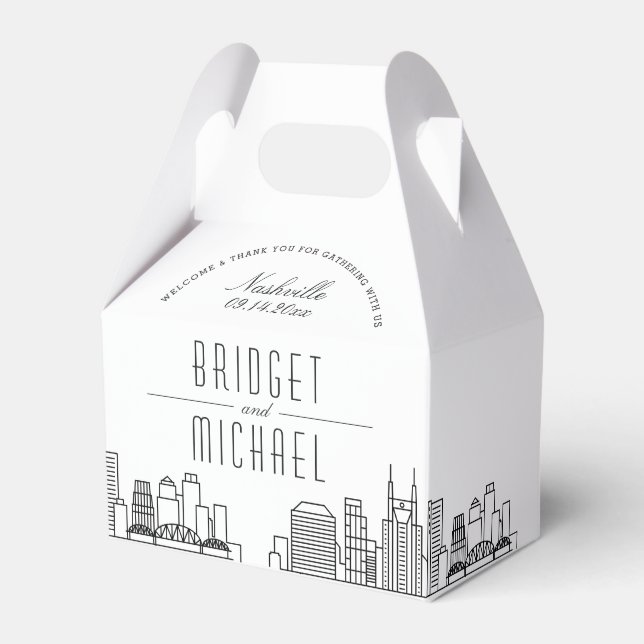 Caja Para Regalos Boda de Nashville | Línea de la ciudad (Front Side)