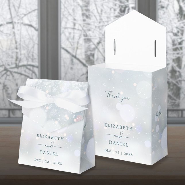 Caja Para Regalos Boda de Nieve Monograma de Winter Wonderland (Winter Wonderland Monogram Snow Wedding Favor Boxes)