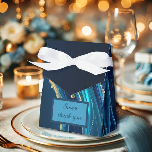 Caja Para Regalos Boda de Olas Oceánicas con Acento Dorado