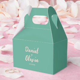 Caja Para Regalos Boda de onda rosa y verde