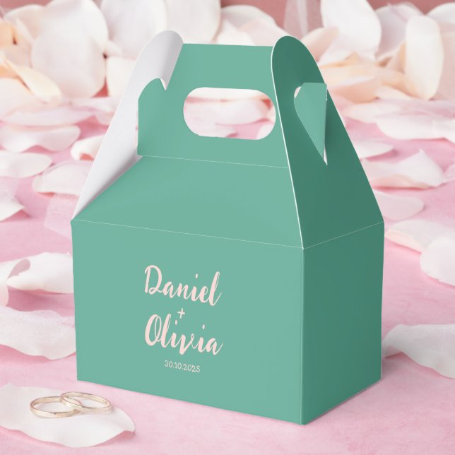 Caja Para Regalos Boda de onda rosa y verde (Boda)