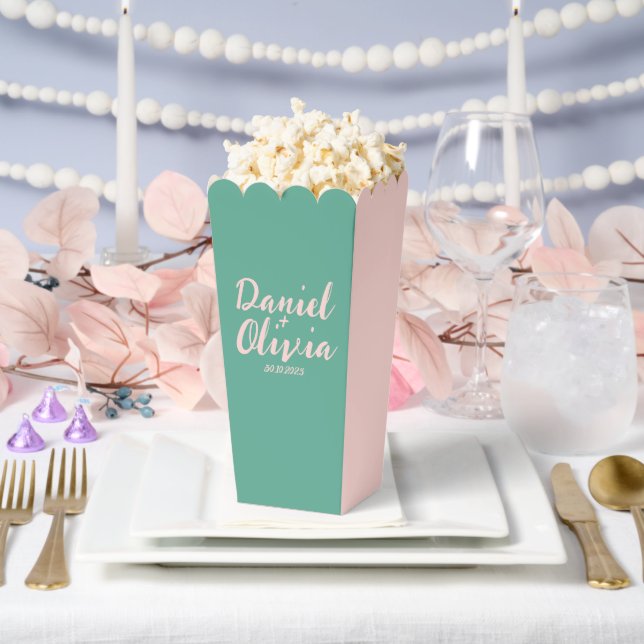 Caja Para Regalos Boda de onda rosa y verde (Boda)