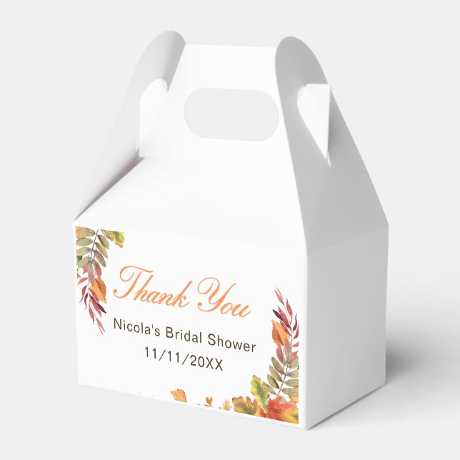 Caja Para Regalos Boda de Otoño con Hojas de Otoño Rústicas (Front Side)