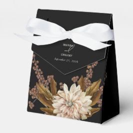 Caja Para Regalos Boda de otoño de color negro floral de acuarela