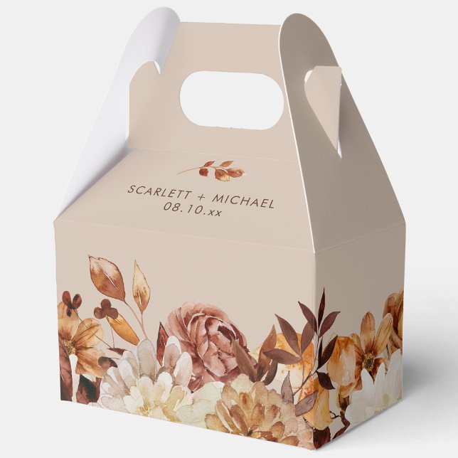 Caja Para Regalos Boda de otoño elegante rústica (Rustic Elegant Watercolor Fall Leaves Wedding Favor Boxes by Painted Paperie
)