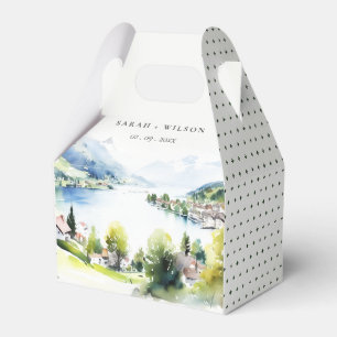 Caja Para Regalos Boda de paisaje acuarela de Lungern Suiza