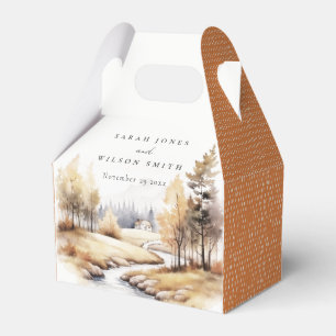 Caja Para Regalos Boda de paisajes de otoño de acuarela silenciada