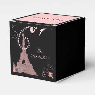 Caja Para Regalos boda de parís vintage de torre de eiffel rosa negr