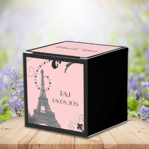 Caja Para Regalos boda de parís vintage de torre de eiffel rosa negr