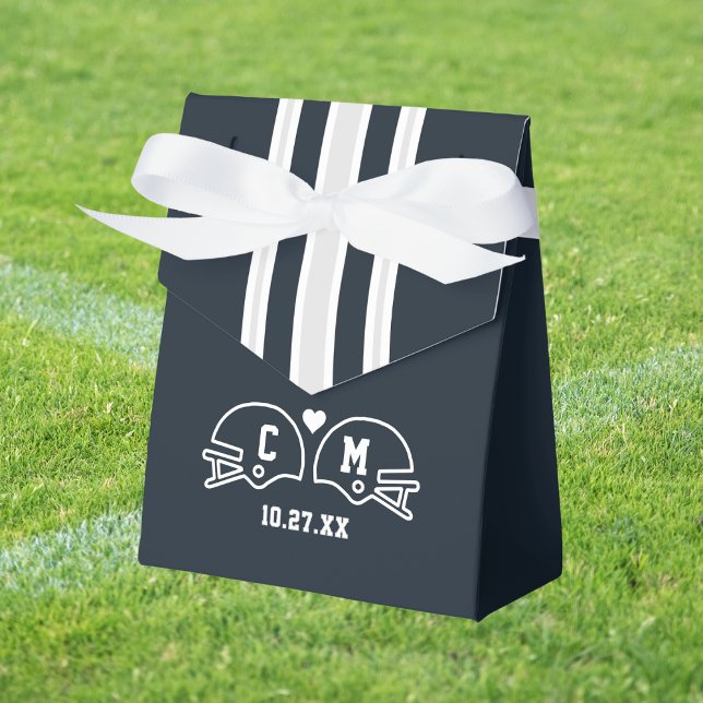 Caja Para Regalos Boda de partidos de fútbol (Football theme wedding game day tailgate party sports lovers championship love monogram favor box)