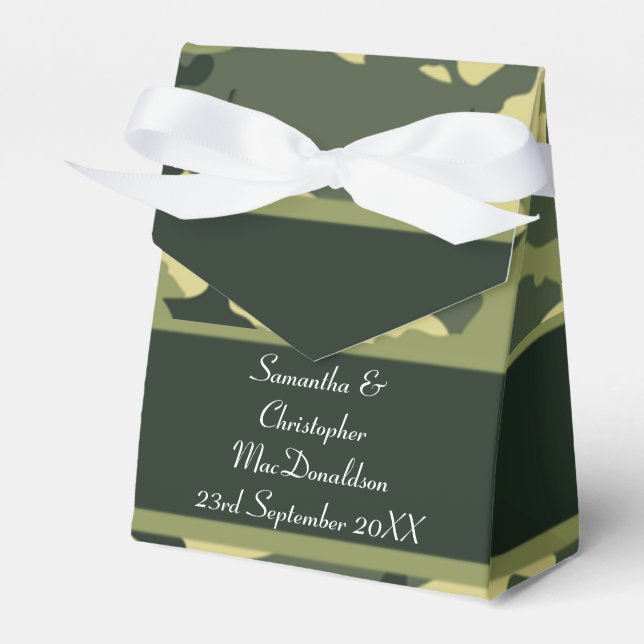 Caja Para Regalos Boda de patrón de camuflaje verde (Front Side)