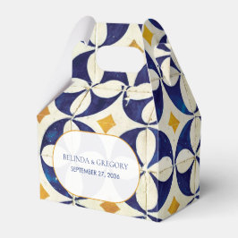 Caja Para Regalos Boda de patrón portugués azul y amarillo vintage