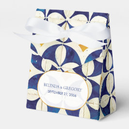 Caja Para Regalos Boda de patrón portugués azul y amarillo vintage