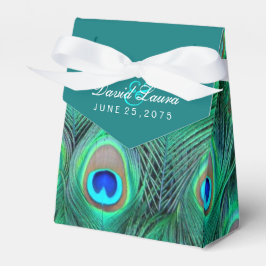Caja Para Regalos Boda de Pavo Real Azul Turquesa