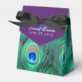 Caja Para Regalos Boda de Pavo Real Morado Ciruela
