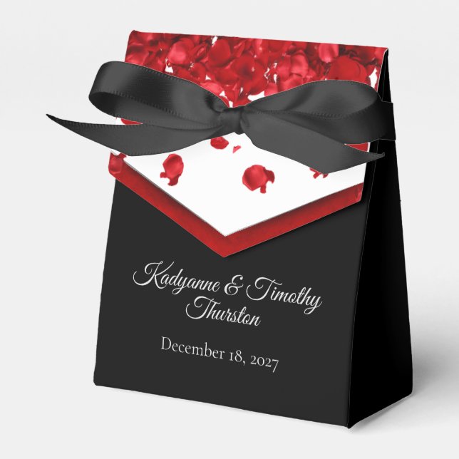 Caja Para Regalos Boda de Petales de Rosa Roja (Front Side)