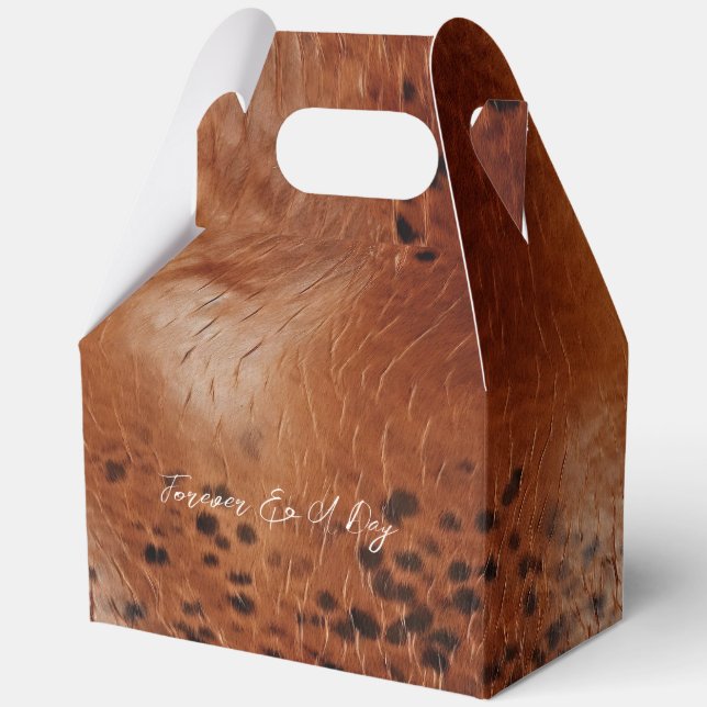 Caja Para Regalos Boda de piel de imitación marrón (Anverso)