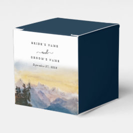 Caja Para Regalos Boda de pino de las montañas azul acuarela