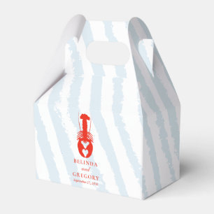 Caja Para Regalos Boda de playa náutica con rayas azules y corazón d