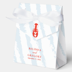 Caja Para Regalos Boda de playa náutica con rayas azules y corazón d