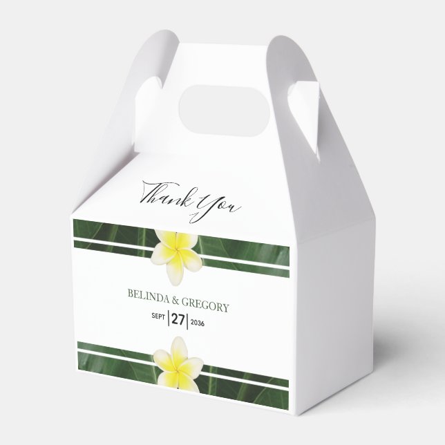Caja Para Regalos Boda de Plumeria Frangipani Amarillo (Front Side)