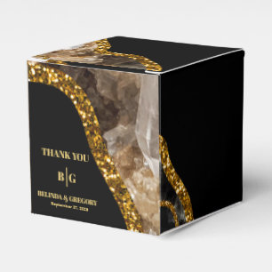 Caja Para Regalos Boda de Purpurina de Geode de la Agate de Oro y Ne