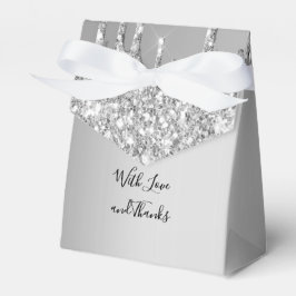 Caja Para Regalos Boda de purpurina goteante de plata