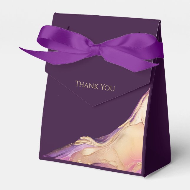 Caja Para Regalos Boda de resumen de morado y oro moderno (Front Side)