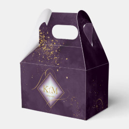 Caja Para Regalos Boda de resumen de oro de líneas finas V3 Plum ID8