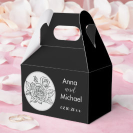 Caja Para Regalos Boda de rosa blanco y negro