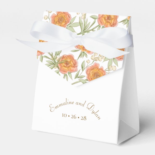 Caja Para Regalos Boda de Rosa Naranja (Front Side)