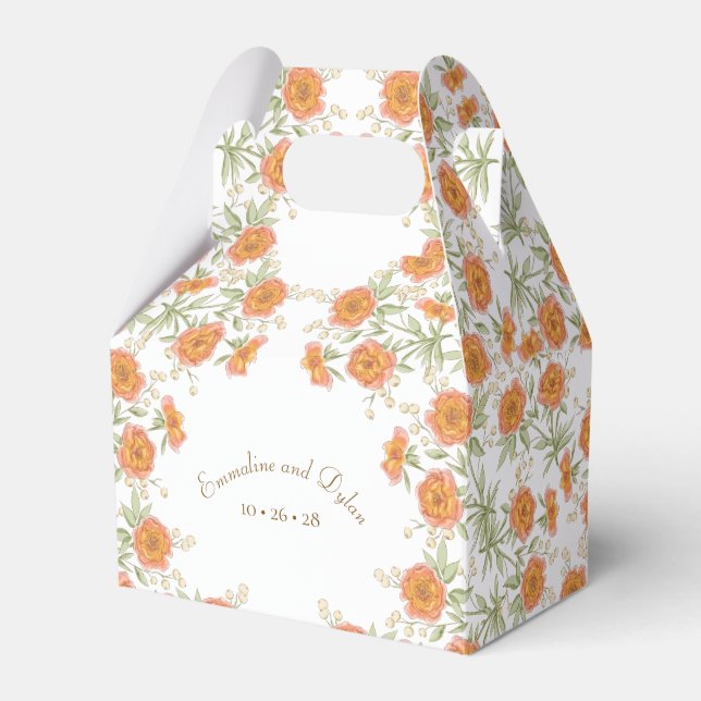 Caja Para Regalos Boda de Rosa Naranja (Front Side)