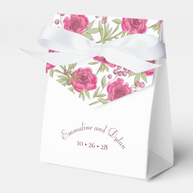 Caja Para Regalos Boda de Rosa Rosa Brillante (Front Side)