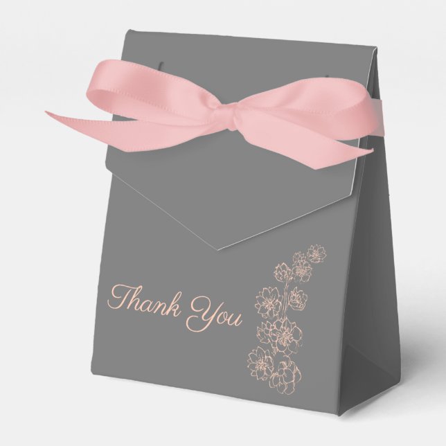 Caja Para Regalos Boda de Rosa Sonrojo y Gris (Front Side)