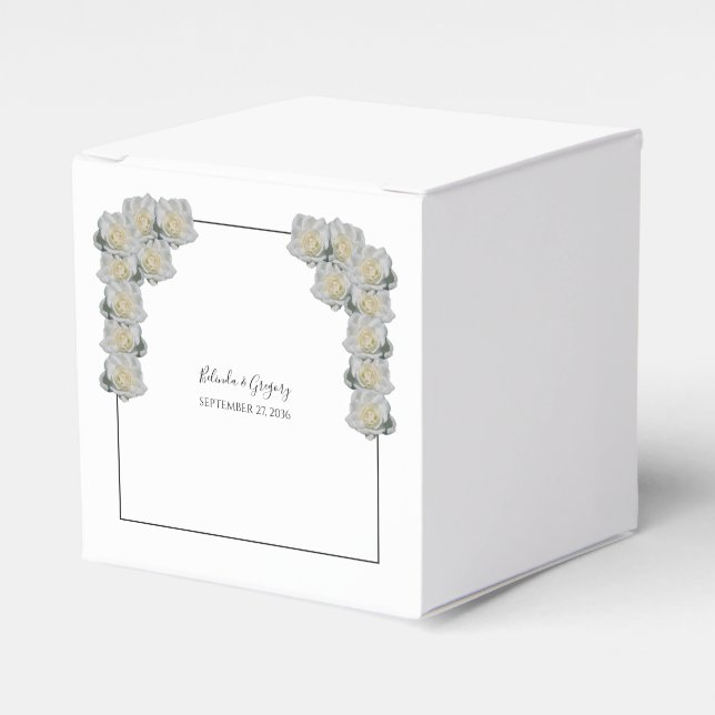 Caja Para Regalos Boda de rosas blancas (Costado Anverso)