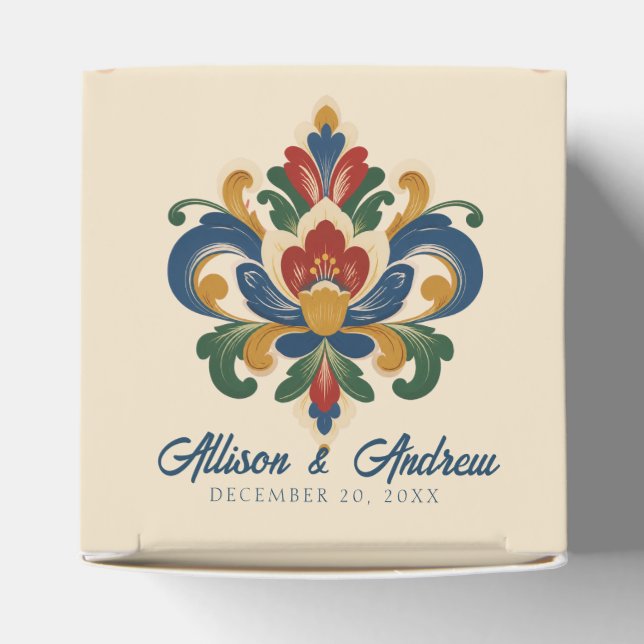 Caja Para Regalos Boda de Rosemaling noruego (Parte superior)
