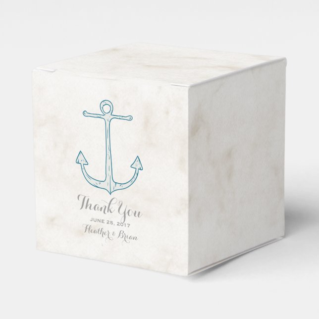 Caja Para Regalos Boda de Royal Blue Rustic Anchor (Costado Anverso)