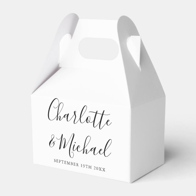 Caja Para Regalos Boda De Sintonía Elegante En Blanco Y Negro (Front Side)