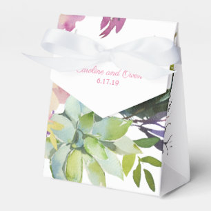 Caja Para Regalos Boda de Suculento Floral de acuarela