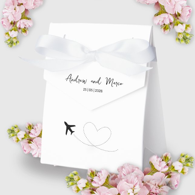 Caja Para Regalos Boda de tarjetas de embarque de destino fotográfic (Destination Boarding Pass Wedding Favor Box)