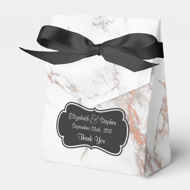 Caja Para Regalos Boda de textura de mármol blanco gracias (Front Side)