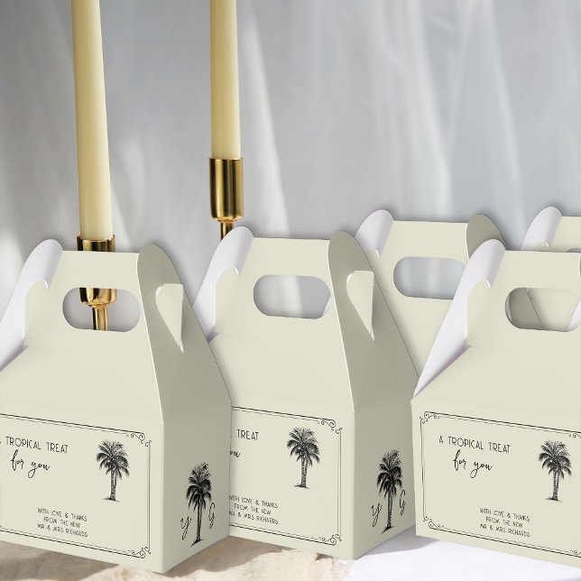 Caja Para Regalos Boda de tratamiento tropical de palmeras de época (Palm Tree Favor Boxes Vintage Palm Wedding Collection)