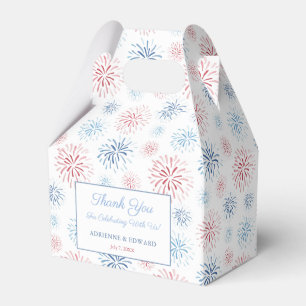 Caja Para Regalos Boda De Verano De Fuegos Artificiales Rojos Blanco