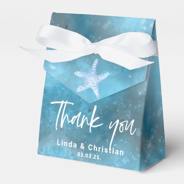 Caja Para Regalos Boda de verano del Mar Azul profundo (Front Side)