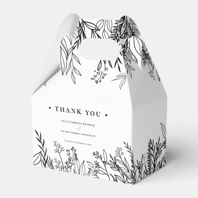 Caja Para Regalos Boda de verde blanco y negro (Front Side)