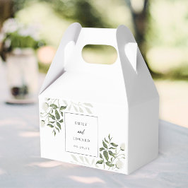 Caja Para Regalos Boda de verde salvia y floral blanco